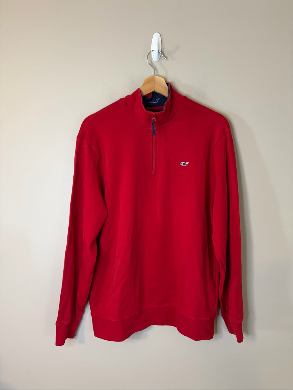 Vineyard Vines Men's Red Quarter-Zip Pullover Sweater M